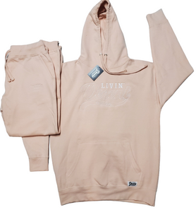 Outline script stitched Hoodie jogger set