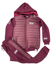 Load image into Gallery viewer, Puffer Jacket zip-up  jogger set (removable hood)
