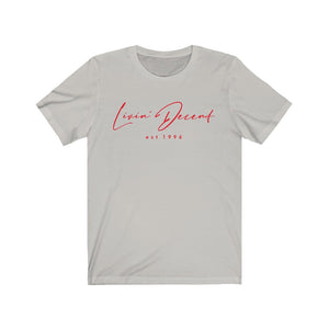 Unisex Jersey Short Sleeve Tee LD signature Red Print