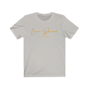 Unisex Jersey Short Sleeve Tee LD signature Orange Print