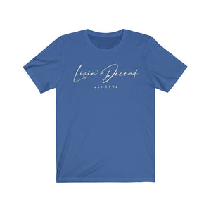 Unisex Jersey Short Sleeve Tee LD signature Cream Print