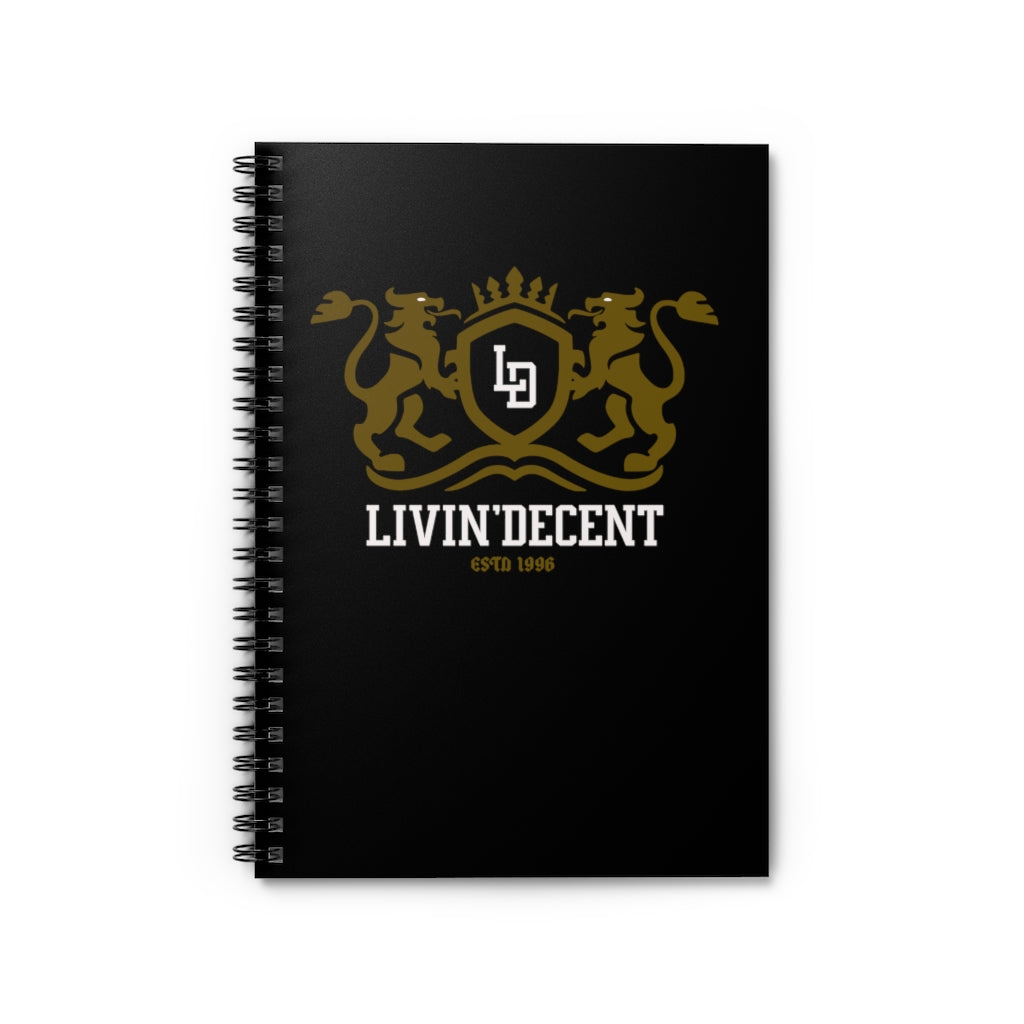 Spiral Notebook Black Regal w/Gold-White - Ruled Line