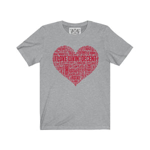 Unisex Jersey Short Love Livin' w/red print