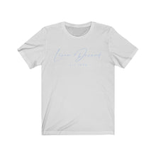Load image into Gallery viewer, Unisex Jersey Short Sleeve Tee LD signature Baby Blue Print