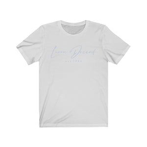 Unisex Jersey Short Sleeve Tee LD signature Baby Blue Print