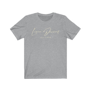 Unisex Jersey Short Sleeve Tee LD signature Cream Print