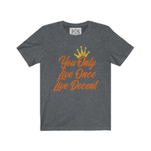 Load image into Gallery viewer, Unisex Jersey Short Sleeve YOLO w/orange print