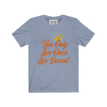 Load image into Gallery viewer, Unisex Jersey Short Sleeve YOLO w/orange print