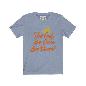 Unisex Jersey Short Sleeve YOLO w/orange print