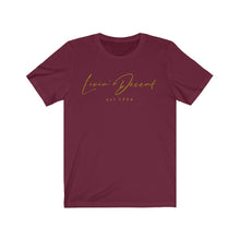 Load image into Gallery viewer, Unisex Jersey Short Sleeve Tee LD signature Gold Print