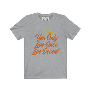 Unisex Jersey Short Sleeve YOLO w/orange print