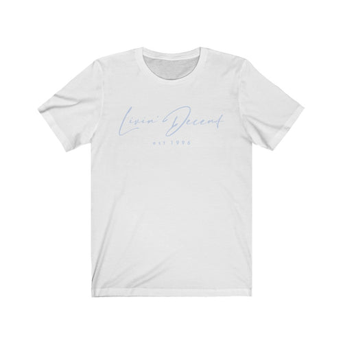 Unisex Jersey Short Sleeve Tee LD signature Baby Blue Print