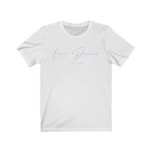 Unisex Jersey Short Sleeve Tee LD signature Baby Blue Print