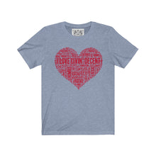 Load image into Gallery viewer, Unisex Jersey Short Love Livin&#39; w/red print