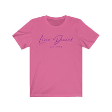 Load image into Gallery viewer, Unisex Jersey Short Sleeve Tee LD signature Purple Print