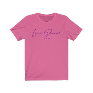 Unisex Jersey Short Sleeve Tee LD signature Purple Print