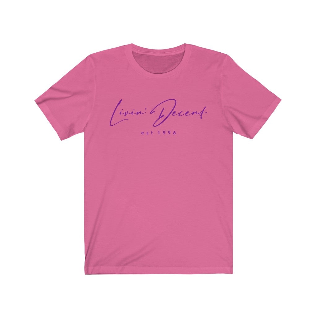 Unisex Jersey Short Sleeve Tee LD signature Purple Print