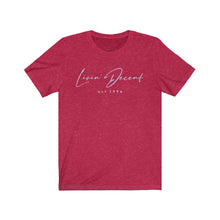 Load image into Gallery viewer, Unisex Jersey Short Sleeve Tee LD signature Baby Blue Print
