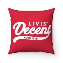 Load image into Gallery viewer, Polyester Square Pillow Red w/ White Print