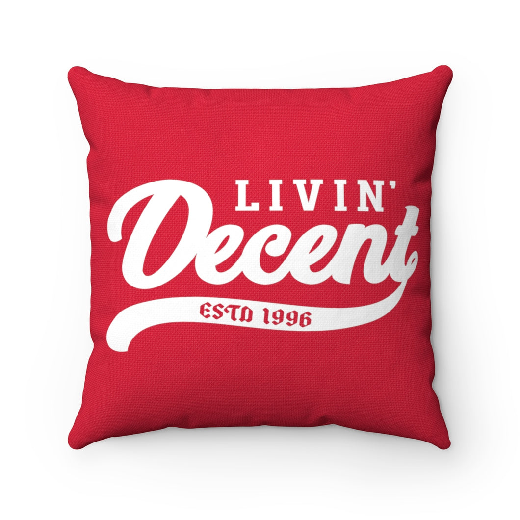 Polyester Square Pillow Red w/ White Print