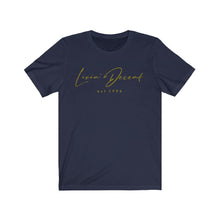 Load image into Gallery viewer, Unisex Jersey Short Sleeve Tee LD signature Gold Print