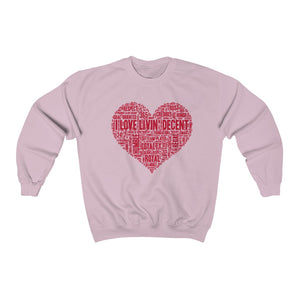 Unisex Crewneck Sweatshirt I Love Livin' w/Red Print