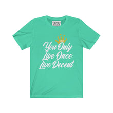 Load image into Gallery viewer, Unisex Jersey Short Sleeve YOLO w/white print