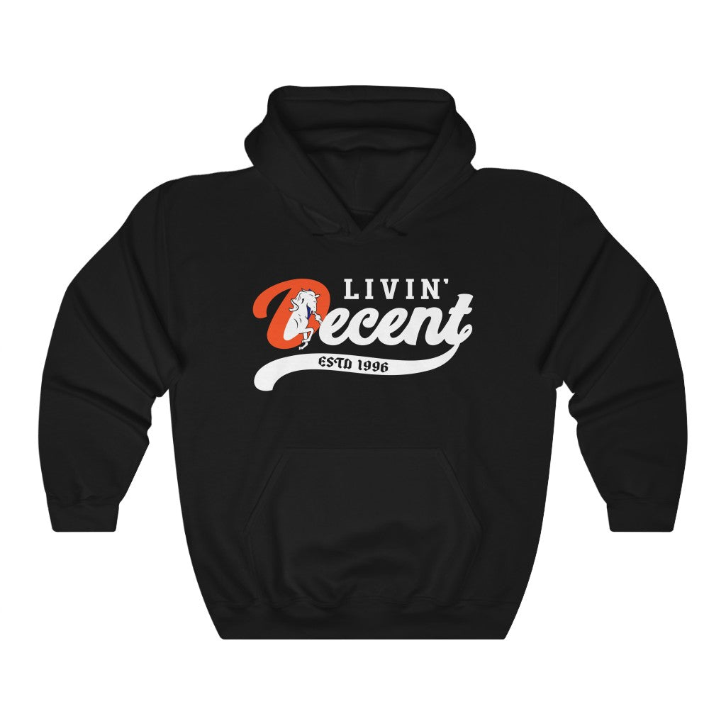 Livin' Decent/Bronco Gang White print Hoodie