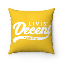 Load image into Gallery viewer, Polyester Square Pillow Yellow w/ White Print