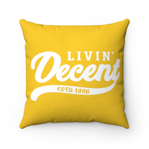 Polyester Square Pillow Yellow w/ White Print