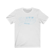 Load image into Gallery viewer, Unisex Jersey Short Sleeve Light Blue Outline Print