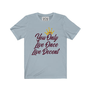 Unisex Jersey Short Sleeve YOLO w/burgundy print