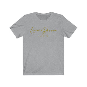 Unisex Jersey Short Sleeve Tee LD signature Gold Print