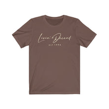 Load image into Gallery viewer, Unisex Jersey Short Sleeve Tee LD signature Cream Print