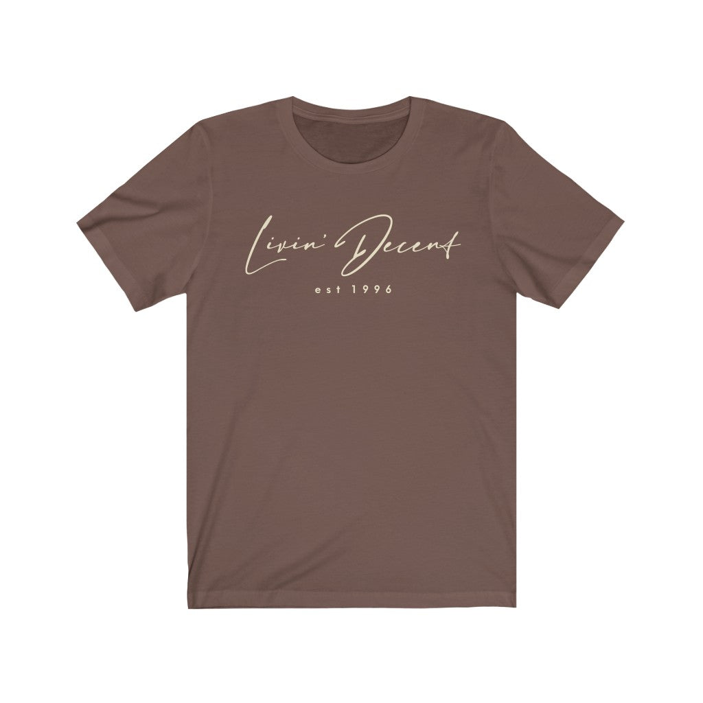 Unisex Jersey Short Sleeve Tee LD signature Cream Print