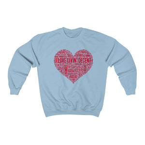 Unisex Crewneck Sweatshirt I Love Livin' w/Red Print