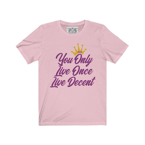 Unisex Jersey Short Sleeve YOLO w/hot pink print