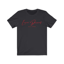 Load image into Gallery viewer, Unisex Jersey Short Sleeve Tee LD signature Red Print