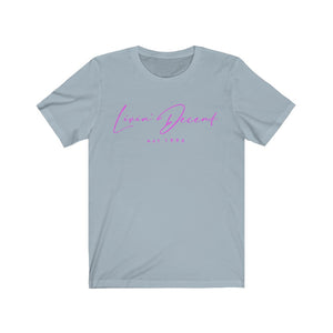 Unisex Jersey Short Sleeve Tee LD signature Hot Pink Print
