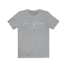 Load image into Gallery viewer, Unisex Jersey Short Sleeve Tee LD signature White Print
