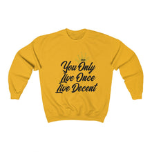 Load image into Gallery viewer, Unisex Crewneck Sweatshirt YOLO w/Black Print