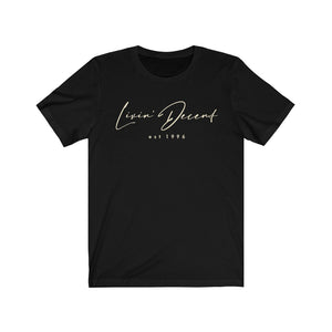Unisex Jersey Short Sleeve Tee LD signature Cream Print