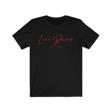 Load image into Gallery viewer, Unisex Jersey Short Sleeve Tee LD signature Red Print