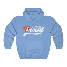 Load image into Gallery viewer, Livin&#39; Decent/Bronco Gang White print Hoodie