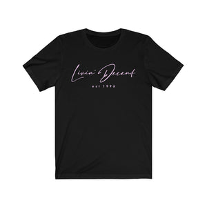 Unisex Jersey Short Sleeve Tee LD signature Pink Print