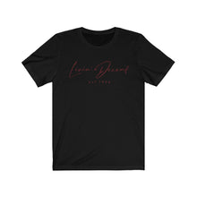 Load image into Gallery viewer, Unisex Jersey Short Sleeve Tee LD signature Maroon Print