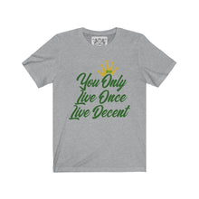 Load image into Gallery viewer, Unisex Jersey Short Sleeve YOLO w/green print