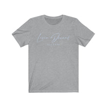 Load image into Gallery viewer, Unisex Jersey Short Sleeve Tee LD signature Baby Blue Print