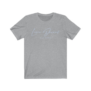 Unisex Jersey Short Sleeve Tee LD signature Baby Blue Print