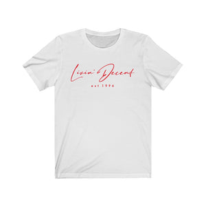 Unisex Jersey Short Sleeve Tee LD signature Red Print